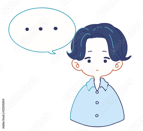 あっけにとられて無言になるスーツのシャツ姿の男の子のイラスト
