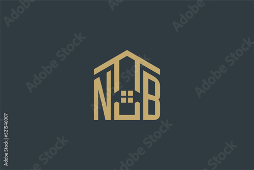 Initial NB logo with abstract house icon design, simple and elegant real estate logo design