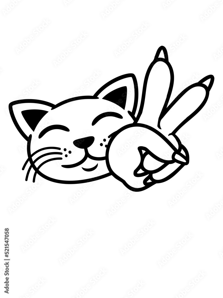 Fototapeta premium Handzeichen Peace Katze Gesicht