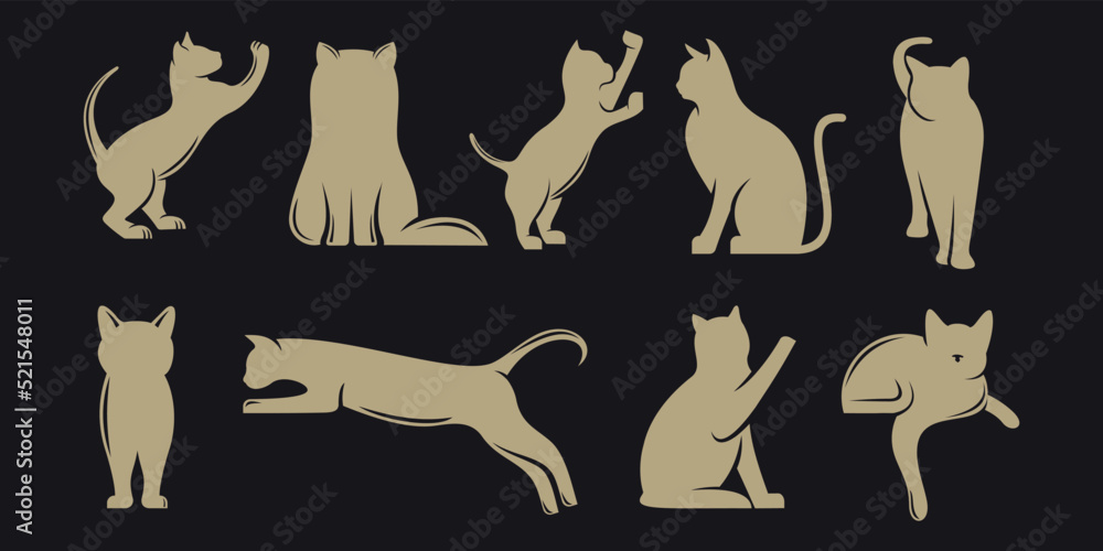 Cat icon set logo design template