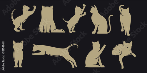 Cat icon set logo design template