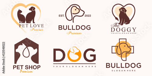 Dog and cat , animal pet , icon set logo design inspiration