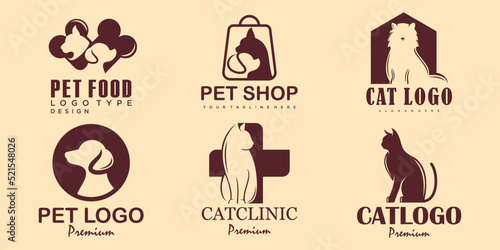 Dog and cat , animal pet , icon set logo design inspiration