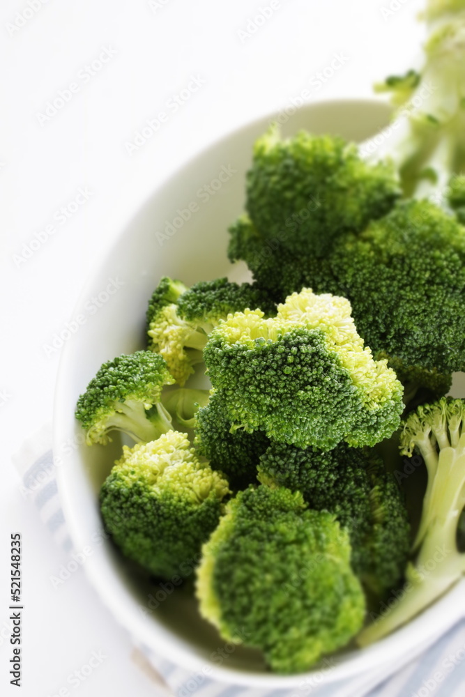prepared broccoli in white background with copy space prepared broccoli in white background with copy space