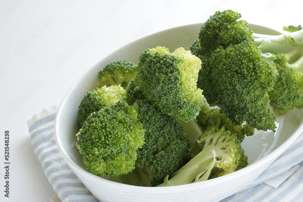 prepared broccoli in white background with copy space prepared broccoli in white background with copy space