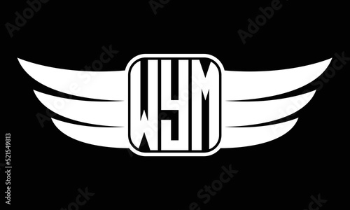 WYM three-letter Wing logo design. flying Vector template photo