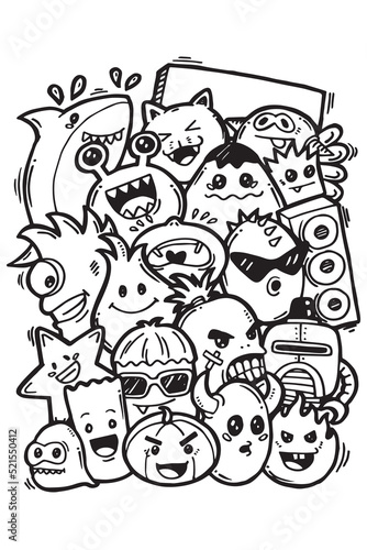 Hand drawing doodle monsters. vector illustration photo