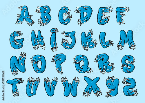 Alphabet Waves Summer Cartoon vector Illustration