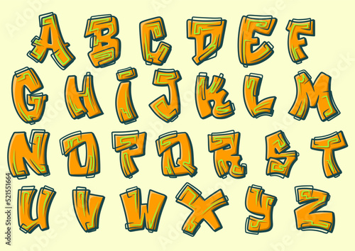 Alphabet Graffiti Neon Cartoon vector Illustration