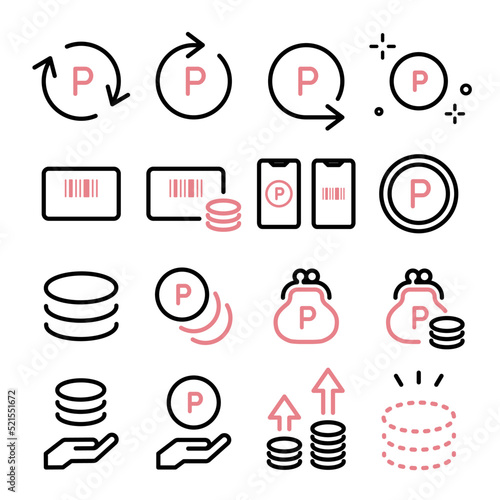 ポイント・ポイントカード・メンバーズカード・コインのアイコンセット