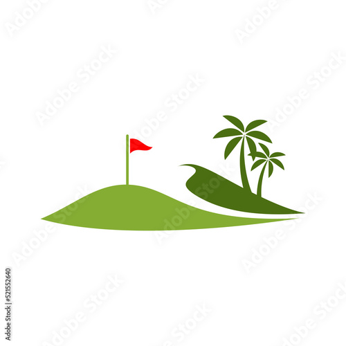 golf mountain view logo vector stock illustration