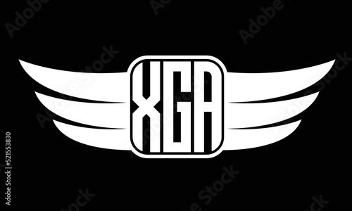 XGA three-letter Wing logo design. flying Vector template photo