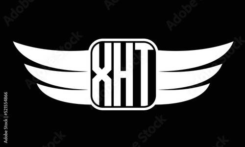 XHT three-letter Wing logo design. flying Vector template photo