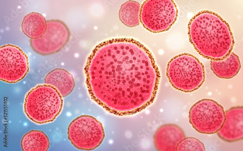Vector of Monkeypox Virus with disease cells.Monkeypox  virus outbreaking and Pandemic medical health risk concept.Vector illustration eps 10