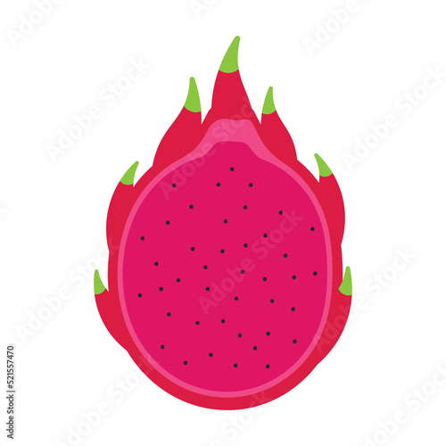 Cute Cartoon Red Dragon Fruit icon vector clip art illustration image design for kids and children books for learning fruits and alphabet