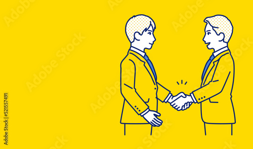 握手をするスーツの男性のシンプルなベクターイラスト素材