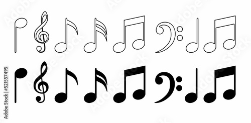 collection of music notes vector isolated on white background