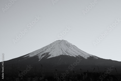 Japanese mountain, Mt. Fuji, black and white