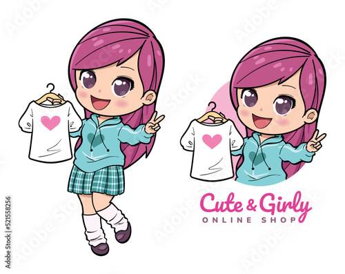 Cute Girl Holding a T-Shirt