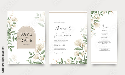Wedding invitation set with watercolor floral