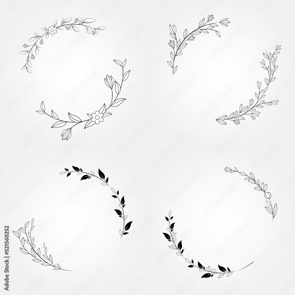 Obraz premium floral botanical wreath frame illustration