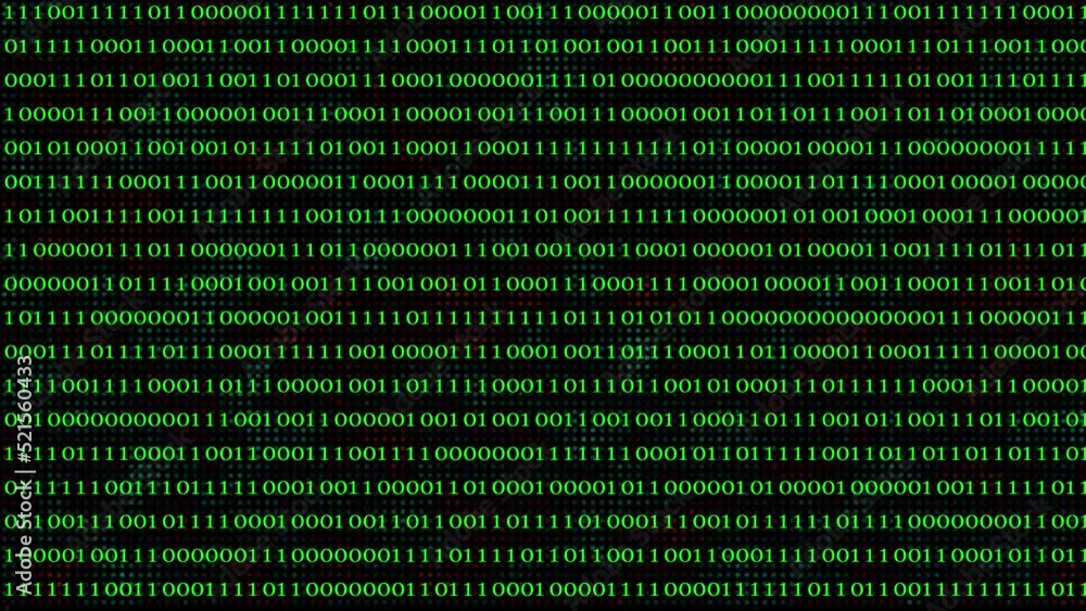 Looping animation of a close-up screen with green binary code data. Looping animation of a close-up screen with green binary code data.