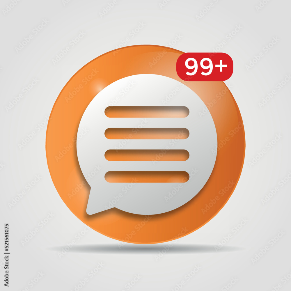 3D social media icon with notification ornament 3D social media icon with notification ornament