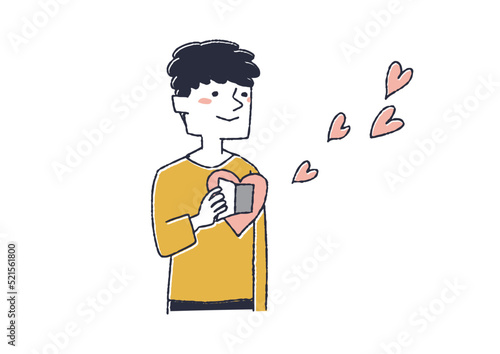 心のドアを開ける男性　精神面での回復や治療の段階ごとのイラスト