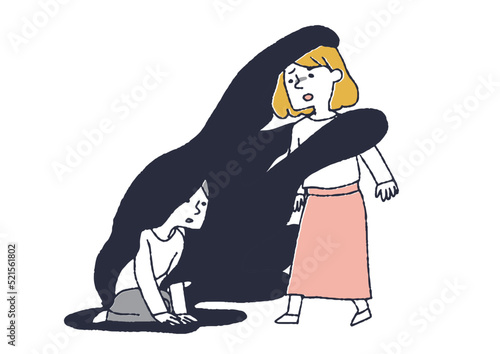 自分の精神状態に他人を巻き込む人　精神面での回復や治療の段階ごとのイラスト