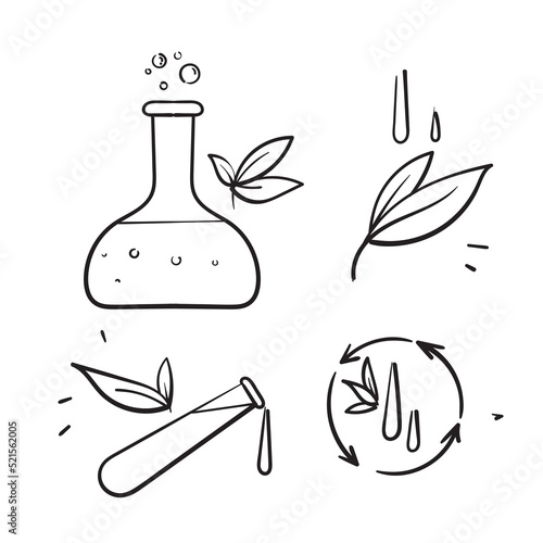 hand drawn doodle chemical liquid plant symbol for nature chemical illustration