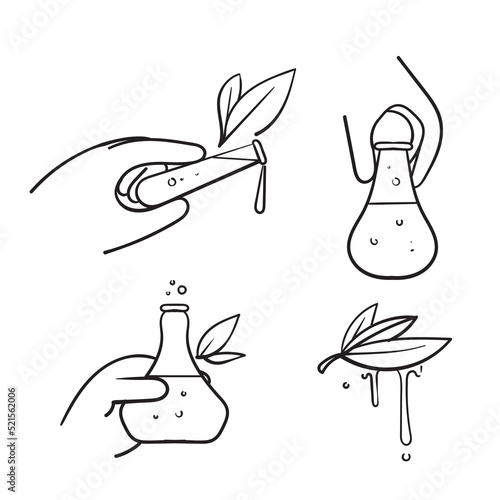 hand drawn doodle chemical liquid plant symbol for nature chemical illustration