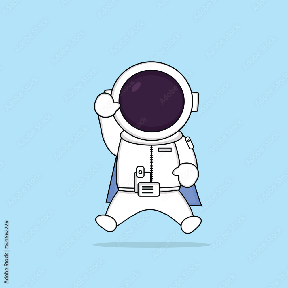 cute astronaut hero is fly