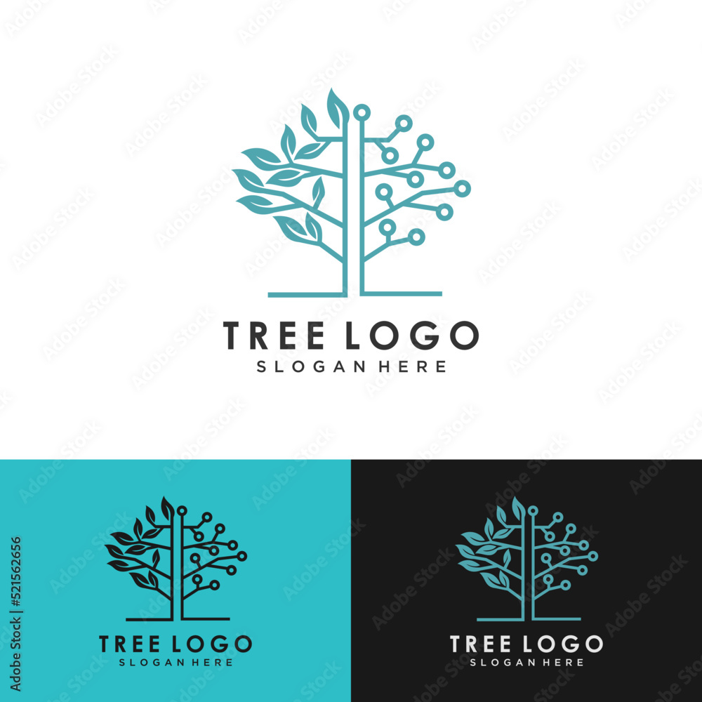 Tree tech line icon. Plant, leaf, circuit board. Agriculture technology concept. Can be used for topics like nature, ecology, computer science Tree tech line icon. Plant, leaf, circuit board. Agriculture technology concept. Can be used for topics like nature, ecology, computer science