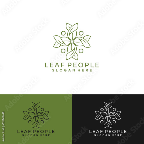 The logo design concept is a combination of leaves and people vector template , leaf , people , medical , healt