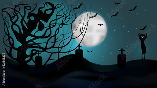 Halloween isolated background, spooky halloween with moon light