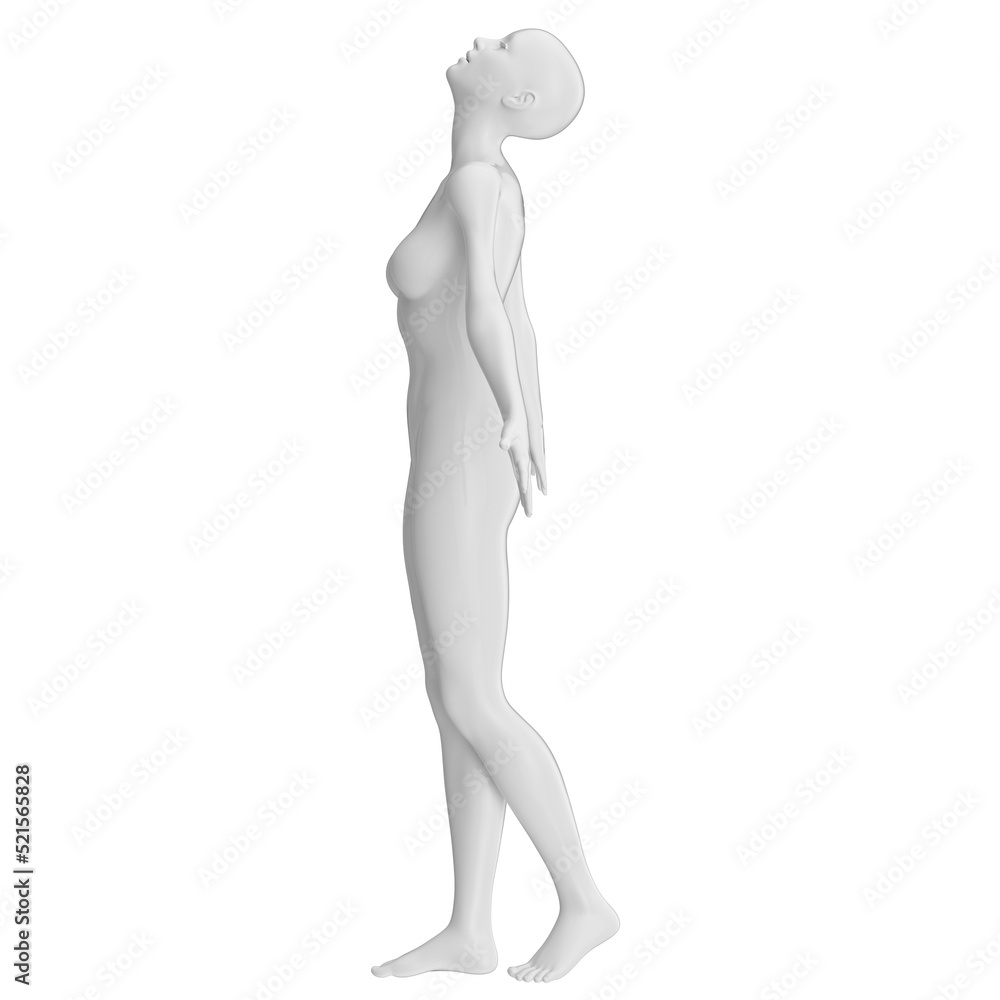 Metallic glossy naked woman mannequin in a freedom pose looking up with outreached arms - 3d illustration of a surreal futuristic technological artificial woman with white glossy material Metallic glossy naked woman mannequin in a freedom pose looking up with outreached arms - 3d illustration of a surreal futuristic technological artificial woman with white glossy material