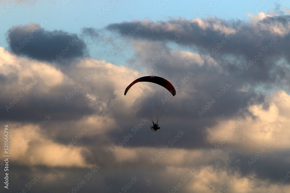 Paragliding in the sky over the Mediterranean Sea. Paragliding in the sky over the Mediterranean Sea.