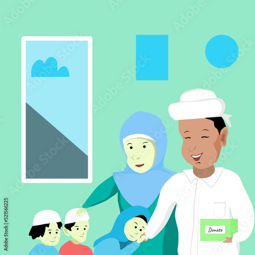 illustration of people making donations to an orphanage