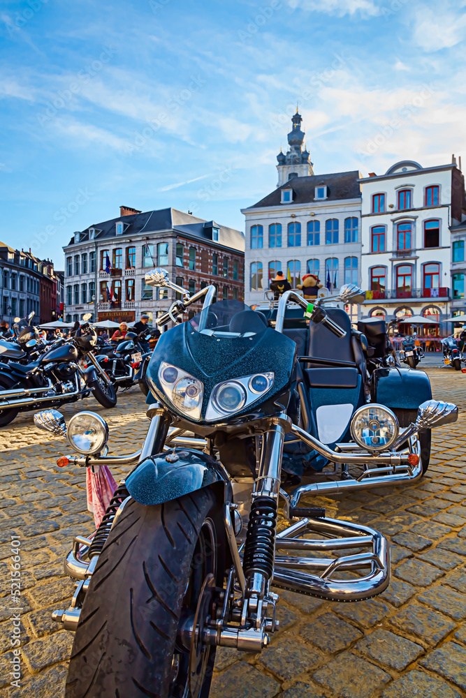 Nice motorcycle in the main square on June 14, 2015, in Ghent, Belgium.