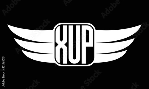 XUP three letter Wing logo design. flying Vector template photo