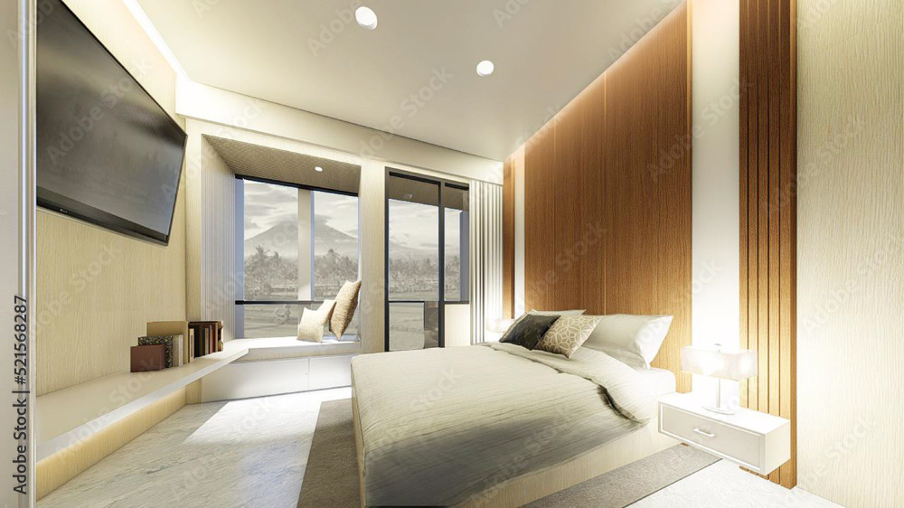 White Golden Luxury Elegant Bedroom Interior Hotel and Apartment White Golden Luxury Elegant Bedroom Interior Hotel and Apartment