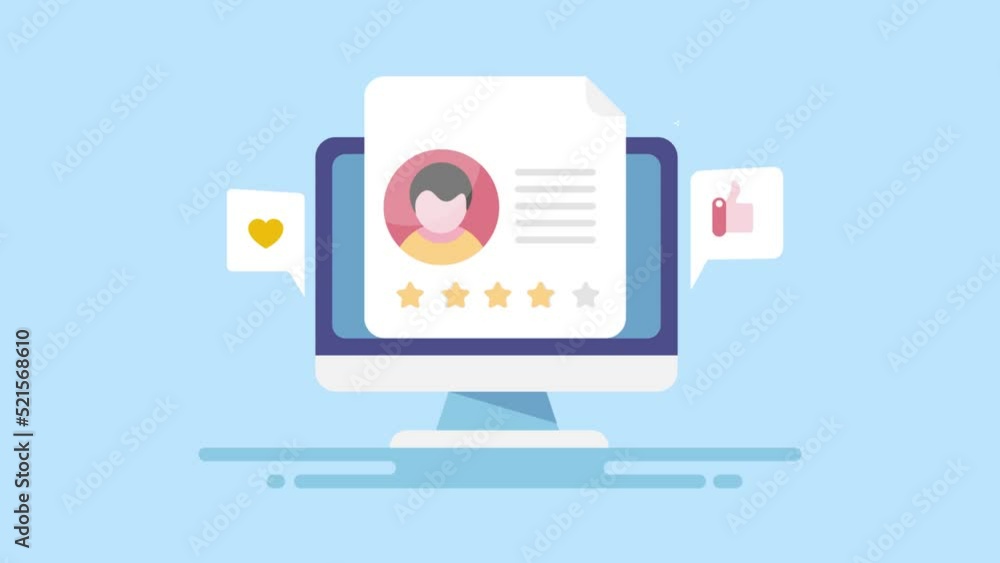 Customer feedback and five star rating showing on web page, business communication success concept, 