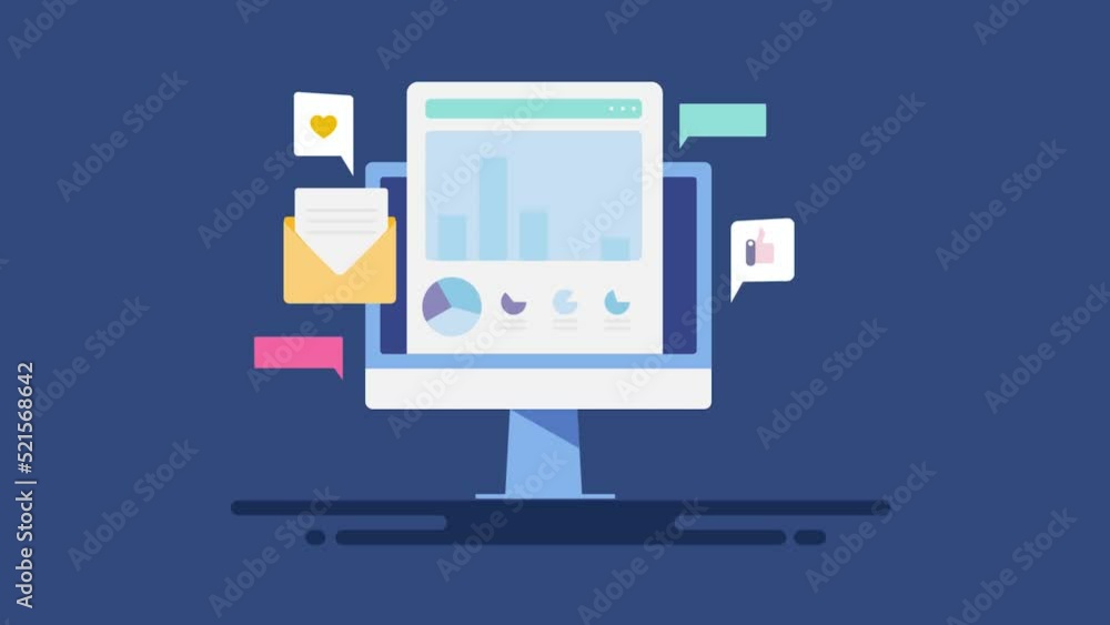 Examination of data from computer screen and developing successful digital marketing strategy concept. Examination of data from computer screen and developing successful digital marketing strategy concept.