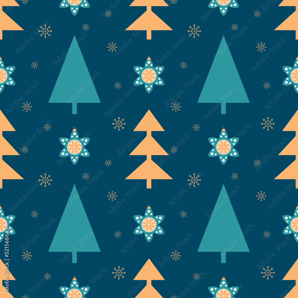 Seamless New Year and Christmas pattern in scandinavian style.