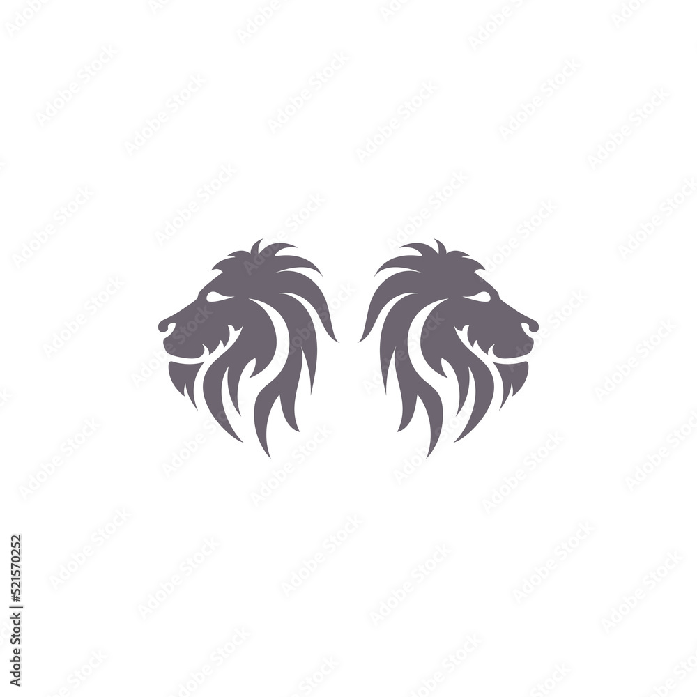 Fototapeta premium Lion King logo vector illustration design.gold lion king head sign concept isolated black background