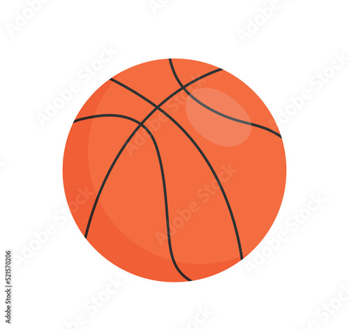 Basketball ball icon. Sticker for social networks, equipment for team sports. Active lifestyle metaphor. Cardio workouts and fun with friends, rest and relax. Cartoon flat vector illustration © Rudzhan