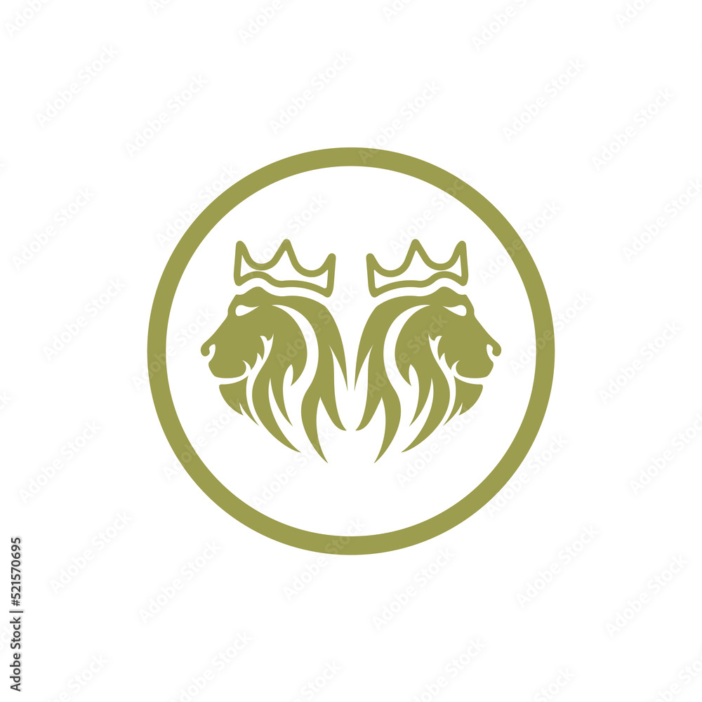 Lion King  logo vector illustration design.gold  lion king head sign concept isolated black background