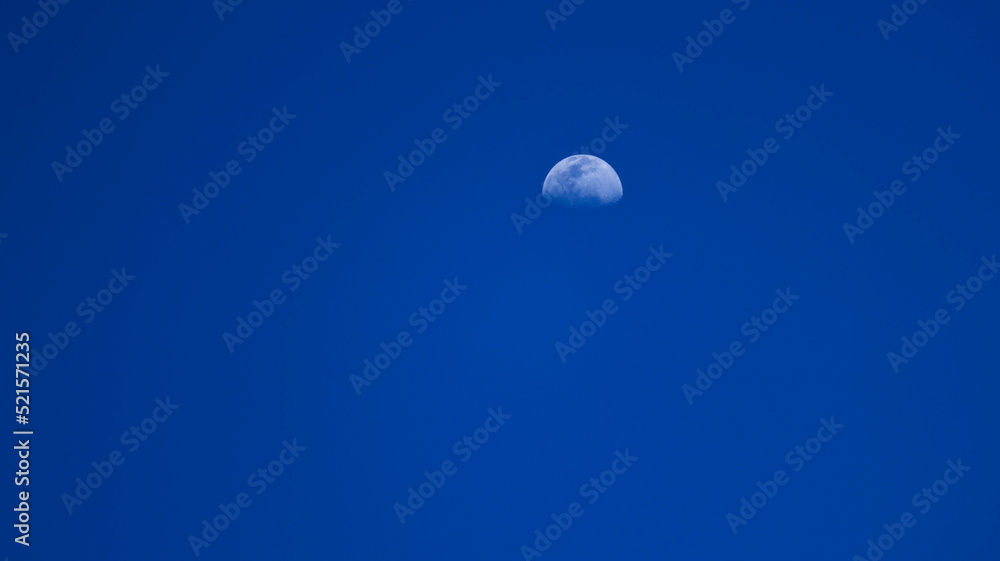 Blue sky background with moon. Moon Backdrop. 