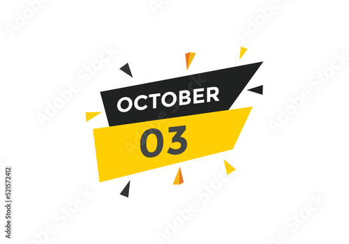 october 3 Calendar icon Design. Calendar Date 3rd october. Calendar template   © creativeKawsar
