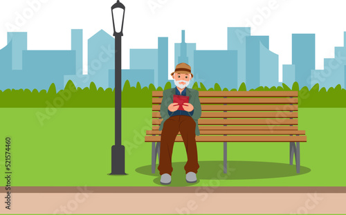 Old Man Sitting Alone In The City Park